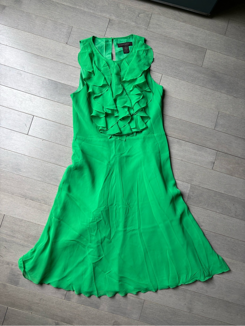 Women’s Chadwick’s Fit And Flare Tiered Ruffles Sleeveless Midi Dress Size 10